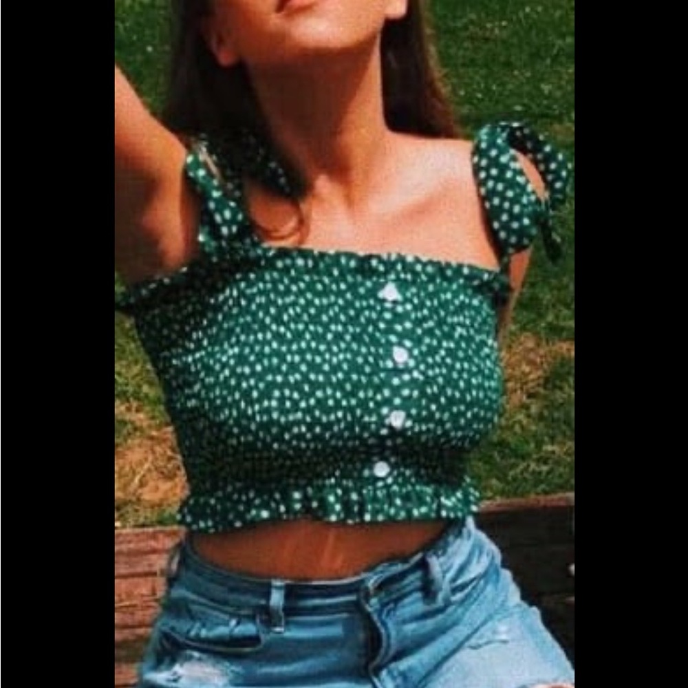 SHEIN Green Floral Tank Top
